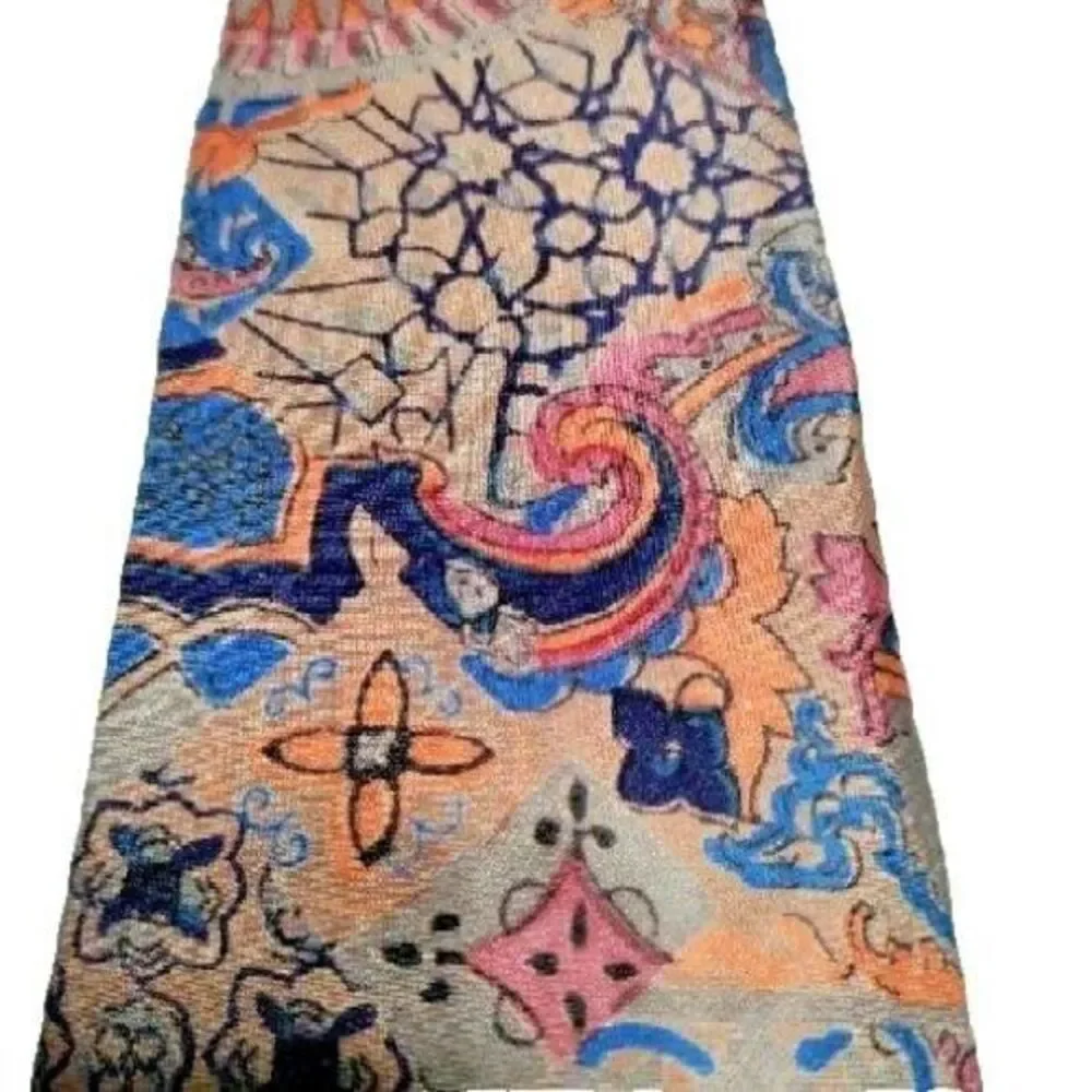 Thai Silk Men Abstract 100% Pure Silk Tie Blue & Peach Necktie Made‎ in Thailand